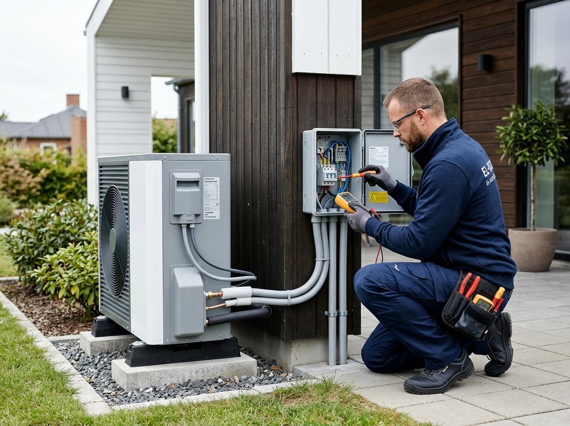 Før varmepumpen monteres skal elinstallationen være på plads